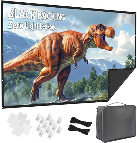 120 Zoll Beamer Leinwand Outdoor: VOOPVOR Projektionsleinwand Faltbar & Tragbar mit Tragetasche - 16:9 Schwarz, Lichtundurchlässig, Waschbar & Knitterfrei - Ideal für Heimkino und Kinoerlebnis