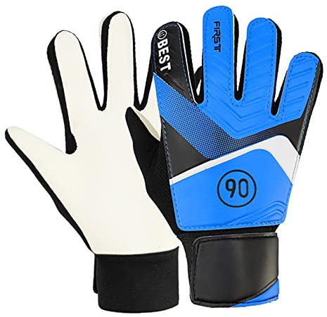 Aramox Torwarthandschuhe, Blaues Latex, PU-Fußball-Torwarthandschuhe 6# mit Rutschfester Handfläche, Verstellbares Handgelenk, Atmungsaktiver Stoff für Jungen und Mädchen, Drinnen und Draußen (7#)