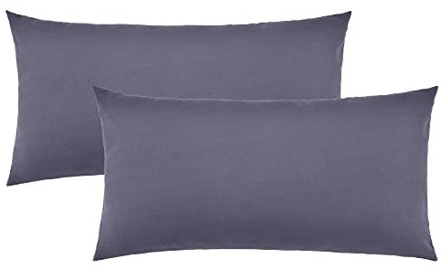 NatureMark 2er Set Jersey Kissenbezüge – Elastisch, weich, atmungsaktiv und hautfreundlich – Waschbare Kissenhülle - 40x60 (ideal für Nackenkissen) – Anthrazit Grau