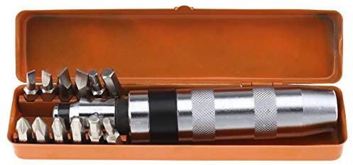 13pcs Kit de Tournevis à Frapper Percussion Entraînement Ensemble avec Boîte de Rangement en Métal Multi-bit 1/2 Sq 8mm Adaptateur Embouts Cruciformes à Fente