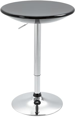 HOMCOM Tavolo Rotondo da Bar con Piano Girevole, Altezza Regolabile con Leva a Gas e Base in Acciaio, Φ61x76-97cm, Nero
