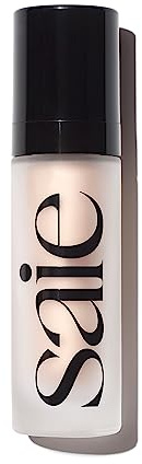 Saie Glowy Super Gel Light Highlighter - Luminiser and Foundation for Radiant Skin, Enriched with Vitamin C + Moisturising Squalene Oil, Use alone or under Makeup