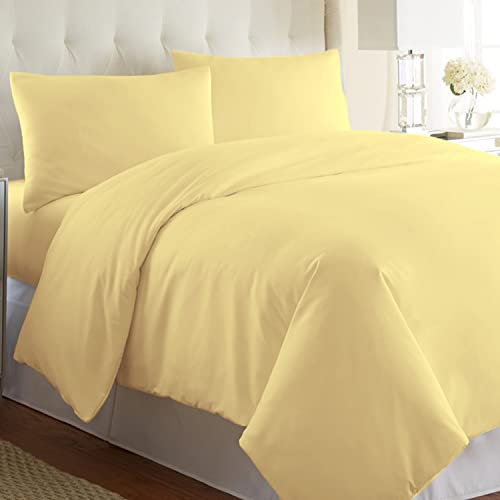 Pizuna 800 Fadenzahl aus Baumwolle Bettwäsche Mildes Gelb,100% Langstaple Baumwolle Bettbezug und Kissenbezug, 100% Baumwolle Mako Satin 2-Teilig Bettwäscheset 135x200 + 80x80 Mildes Gelb
