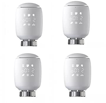 4 Stück Zigbee Smart Heizkörperthermostat Elektronisch - Smart Programmierbares WLAN Erweiterbares Heizkörperthermostatventil - Thermostat heizung Digital - Kompatibel für Google-Home und AIexa