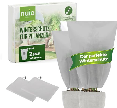 nuia Pflanzen Winterschutz 2er Set außen, 100x80cm 70g/m² Winterschutz FüR Kübelpflanzen, reißfest, Frostschutz Winterflies, Pflanzenschutz Winter für Palmen & Olivenbaum