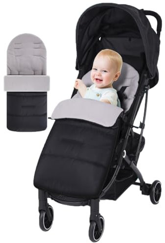 Fußsack Kinderwagen Winter Babyfußsack Universal Winddicht Einschlagdecke mit Reißverschluss Schlafsack Gefüttert Wärmedecke Baby Buggy Sitzauflage Thermo Winterfußsack für Babyschale Sportwagen Grau