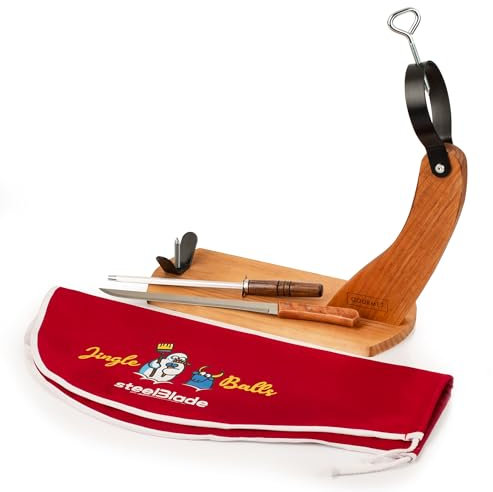 Steelblade 011137 Gondel Schinkenabdeckung Kukuxumusu + Schinkenmesser und Chaira-Schinkenhalter ideal für Schinken und Paletten, Holz