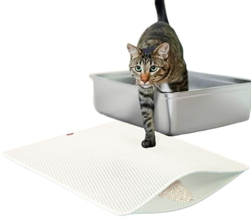 CanadianCat Company | Katzenklo Matte groß XXL Katzenstreu Matte, Vorleger für Katzentoilette, Katzenklo Matte, Katzenstreumatte, weiß, 80 x 65 cm