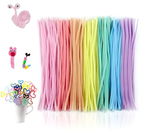 200 Stück Pfeifenputzer Bunt zum Basteln, Pfeifenreiniger Chenilledraht Biegeplüsch Basteldraht Pipe Cleaner Basteln Pfeiffendraht Macaron Pfeifenputzer Lang 6 mm x 30 cm
