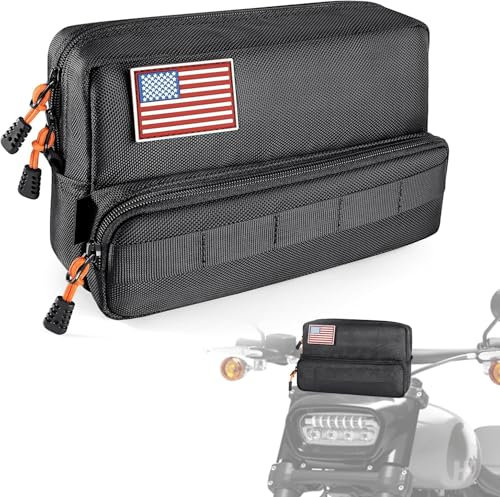 Benlari Motorcycle Handlebar Bag, Upgraded Dirtbike Handlebar Bag, Universal Tool Bag, Bicycle Front Storage Bag, Sissy Bar Bag, Compatible with Cruiser Softail Dyna Sportsters