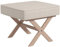 HOMCOM Sitzhocker Hocker rund mit weichem Sitzkissen, Holzbeinen Fußhocker mit Leinenoptik Antirutsch Polsterhocker Ottoman für Schlafzimmer, Wohnzimmer, Beige