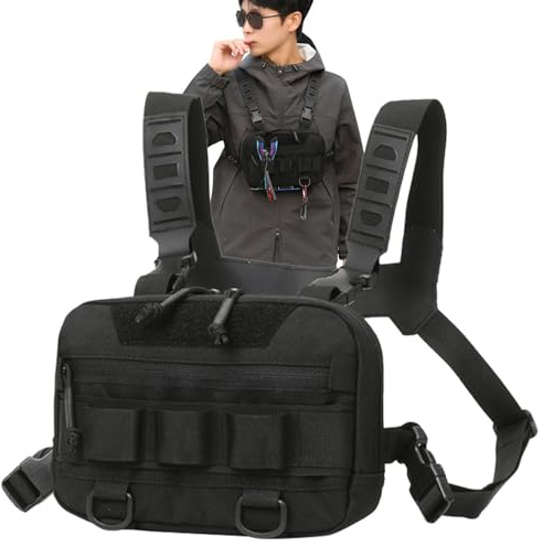 Sac à dos de course à la poitrine – Sac de pêche à la mouche en maille arrière à ouverture | Grand sac de poitrine en tissu Oxford, plateforme de poitrine pour randonnée, sac de gilet multifu