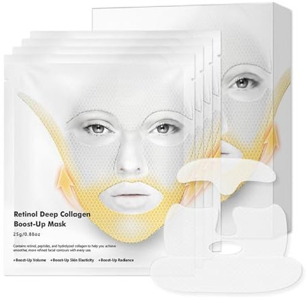 4 pièces Masque Facial Tenseur et Liftant, Masque Liftant et Hydratant Effet Tenseur Anti-Âge, Pour Visage et Cou Raffermis Masque Visage Hydratant Et Raffermissant Au Rétinol Pour hommes et femmes