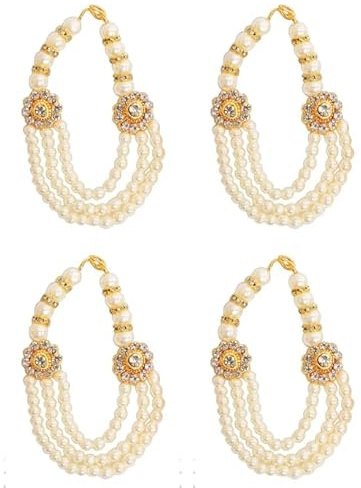 Aditri Creation Set med 4 Mala för Laddu Gopal/Devi Maa/Radha Krishna/Indisk traditionell Holi Festival av färger Gud Gudinna Set Gudomar Smycken All God Idol Staty (Storlek: - 7,6 cm) (Färg: - Vit)