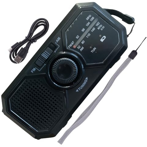 Am/FM/NOAA Emergencys Radio con Solar Recargable Radio De Dinamo, Linterna Manivela Solar Emergencia, Radios De Iluminación Multifunción con Manivela - Linterna LED De Radios FM De Carga Móvil