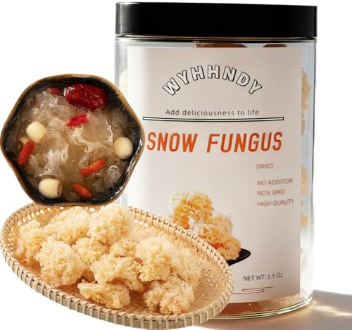 White Snow Fungus – (3.5 oz) | Sealed Jar | Easy Storage | Whole Plant, Rootless | Ideal for Desserts, Soups, and Cooking | Dried Snow Fungus |椴木小银耳，雪耳。