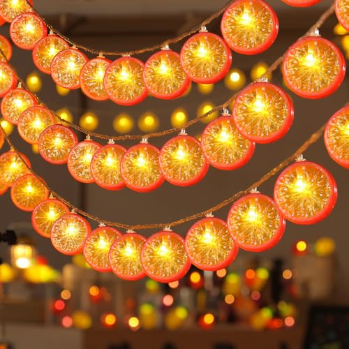 ENLACE Ljusslinga, orange, 3 m, 20 lysdioder, ljusslinga, citroner, LED-ljuskedjor för terrass, vardagsrum, sovrum, fest, bröllop, bar, julfest, inomhus och utomhus