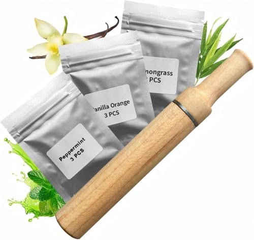 Natural Plant Essential Oil Inhaler | Vaporless Natural Plant Aroma Stick Inhalers | Refreshing | Portable&Convenient | Wooden-0010