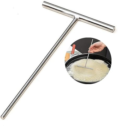 Crepe Verteiler Teigverteiler Crepemaker mit langem Griff 26 cm in Edelstahl crêpe Spreader für Pfannkuchen Eierkuchen (Breit-13cm)