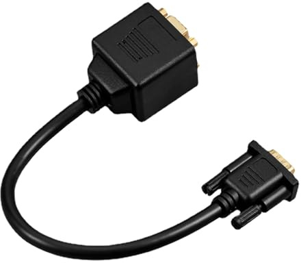 Uqezagpa 15Pin VGA Y Splitter VGA Cable For Double Screen Display Supports Full 1920x1080@60Hz Resolution Suitable For Conference Splitter Cable