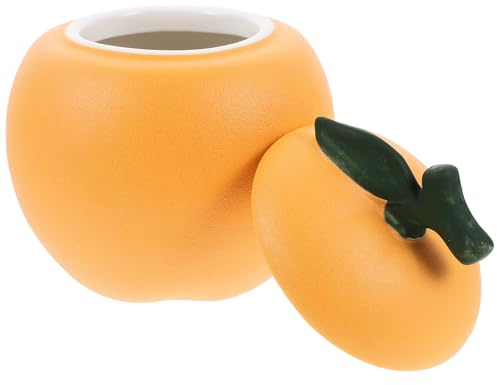 VICASKY Ceramic Tea Storage Jar with Airtight Lid Orange-shaped Sealed Tea Container for Kitchen Decoration Home Ceramic Organizer Mini Portable Design