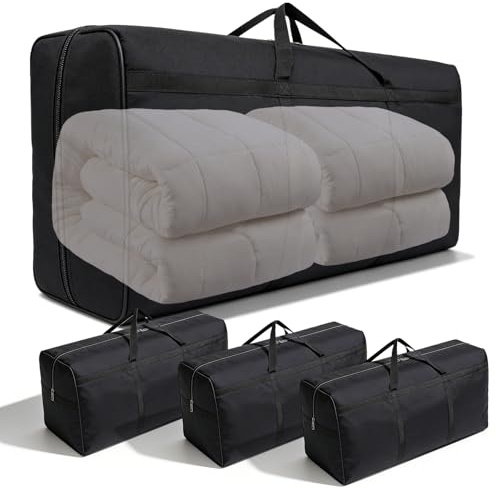 Bolsa de almacenamiento, 4 unidades de 210 l grandes bolsas de mudanza con cremallera y asas, bolsa de transporte de tela Oxford para ropa, edredones, ropa de cama, ideal para mudanzas, camping y