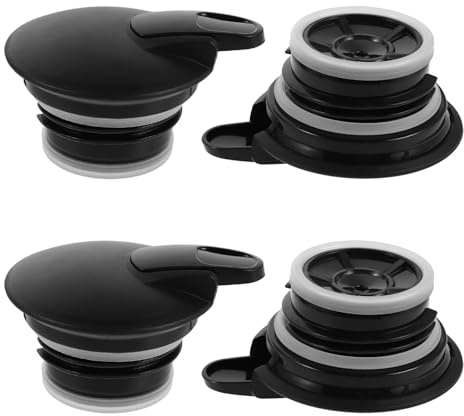 DOITOOL 4 Pezzi Coperchio Sostitutivo Nero per Caraffa da Caffè Manico Resistente al Calore Antiscottatura per Bevande Calde e Uso in Cucina Ufficio e Viaggi