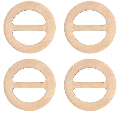 QUARKZMAN 4 Pcs Attaches-T-Shirt, 50mm Anneau En Bois Pour Écharpe Attache Ronde Cercle Bouton De Fermeture Mode Pour Coin De Vêtement Nœud Décoratif Pour Robes En Soie Femme, Bois