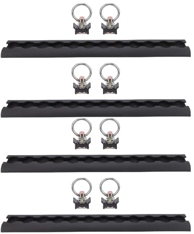 Tnfeeon de Amarre de Pista en L, Paquete de 8 Rieles de Pista en L de Aluminio de 12 Pulgadas con 8 Accesorios de Junta Tórica de Perno único, para Motocicletas, Vehículos Todo Terreno, (Black)