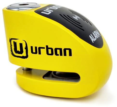 URBAN UR906Y Candado Moto Disco Alarma 120dB Hi-Tech X2 ON, Remplazable Impermeable, Pila CR2, Cable Recordatorio, Antirrobo Pinza Freno 6mm Universal para Motos Scooter Bicicleta Electrica Patinete