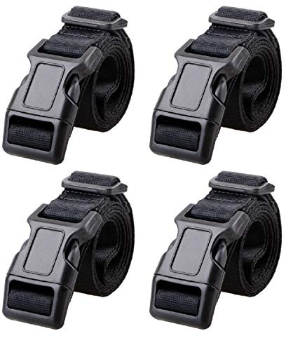 Azarxis 4 Pezzi Cinghie per Valigie, Cinghie di Fissaggio per Bagagli con Sgancio Rapido, Cinture di Sicurezza Nere per Moto Valigie Zaini Borse e Pacchi (#01 Nero - Larghezza 25mm, 1m)