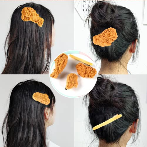 4pcs Imitation Fried Chicken Nuggets Wings Leg French Fries Hair Clips Accessories,Creative Simulation Food Hairpins for Women Girls Gifts, Photograph Props for Party Favors