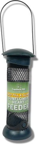 Copdock Mill Easy Fill & Clean Sunflower Feeder – Secure Small Bird Feeder Station With Large Hanger – Feeders Suitable For Sunflower Hearts, Black