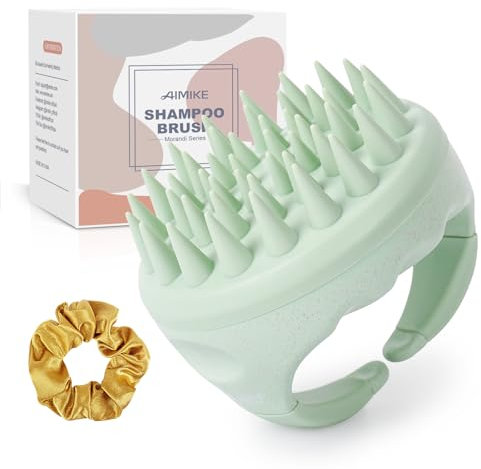 AIMIKE Kopfmassage Bürste, kopfmassage und stimulieren das Haarwachstum, Tiefenreinigende Kopfhaut Massagebürste, Reduziert Schuppen, Scalp Massager für Nass Trocken Haar(Grün)