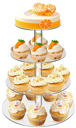 Tortenständer, 4 Etagen Cupcake Ständer, Wiederverwendbar Tortenstützen mit 3 Kunststoff Dübelstangen für mehrstöckige torten Zur Mehrstöckige Torte Kuchen Dekoration Der Hochzeitsgeburtstagsfeier
