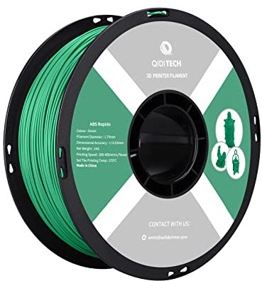 QIDI TECH ABS Rapido Filament 1.75mm, 3D Drucker Filament ABS 1kg Spule (2.2lbs), geeignet für Hochgeschwindigkeitsdruck,Fit die meisten FDM 3D Drucker, hochbeständig,Grün