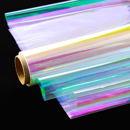 shareluck 80 cm Iriserande cellofanrulle stor – transparent presentpapper (80 cm x 15 m) – klart förpackningspapper för blomma, present baskförpackning, godsaker wrap (80 cm vika i 40 cm)