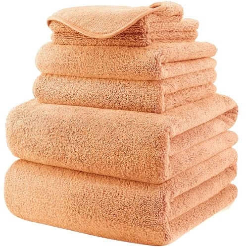 Polyte - Handtuch-Set - schnelltrocknende & fusselfreie Mikrofaser - 6-teilig (Orange)