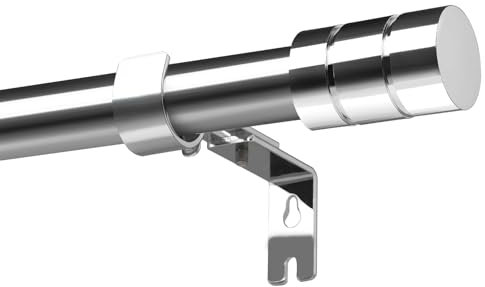 Tringle à rideaux en acier inoxydable - Diamètre 25 mm - Pour chambre à coucher, cuisine, salon - Réglable de 67 à 105 cm (argenté)