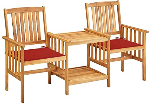 Xichuzi Gartenstühle mit Teetisch und Kissen Akazie Massivholz, Gartenmöbel, Balkonstühle, Hochlehner, Balkonmöbel, Bistrostuhl, Garten Stühle, Sit Möbel, Armlehnenstuhl - 3061281