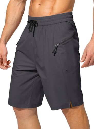Tansozer Badehose Jungen Herren Swim Trunks Beachshorts Badeshorts Herren Wassersport Kurze Hose Schnelltrocknend Schwimmshorts mit Reissverschluss Dunkelgrau 2XL