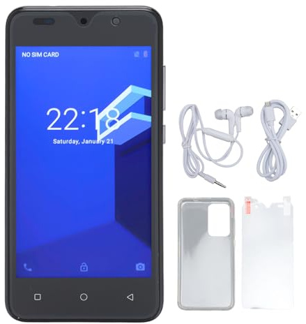 Mtlavishness 5.0 In Face Unlocked Mobile Phone 8MP 8MP 1440x3040 6800mAh 4GB RAM 32GB ROM Dual Card Dual Standby Ultra Thin Smartphone for Android 12 (Black)