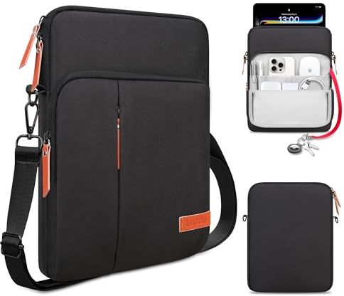 Lacdo Bolsa de Funda para Tableta para 11 iPad A16 2025, 11 iPad Air M4 M3 M2 2026-2024, 11 iPad Pro M5 M4, 10.9 10.2 iPad, 10.9 iPad Air, 10.5 iPad Pro, iPad air 3 2, Galaxy Tab A9+, Negro