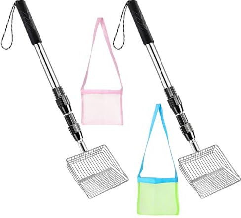 Kaeltsyn 4 setaccio per Denti in Metallo con Sacchetti Conchiglie setaccio per Sabbia da Spiaggia, Palette per Sabbia Paletta per Conchiglie per Palette da Spiaggia Pala Strumento mestolo per Denti