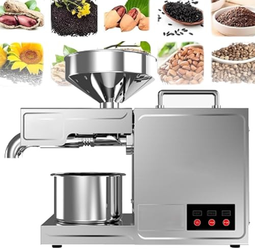 Pressa per olio, estrattore automatico di olio a freddo e caldo, con controllo intelligente, in acciaio inossidabile 304, 3-6 kg/h, facile da pulire per semi, noci, arachidi, sesamo