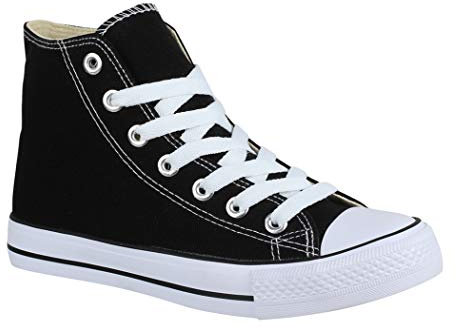 Elara Unisex Sneaker High Top Sportschuhe Chunkyrayan 85-109-B-Schwarz-39