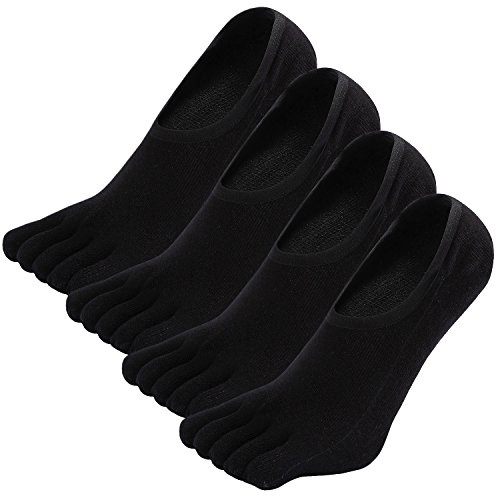 Mens No Show Cotton Socks Running Five Finger Crew Toe Socks