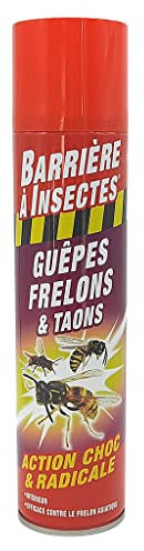 BARRIERE A INSECTES Aérosol contre les Guêpes, Frelons, Taons, Prêt à l'emploi, 400 ml, BARGUEP400