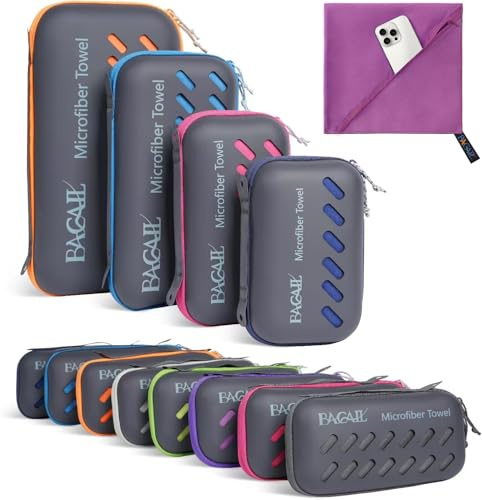 BAGAIL mikrofiber resehandduk, badhandduk och strandhandduk, snabbtorkande - superabsorberande - ultrakompakt, perfekt för sport, gym, yoga och axelryggsäck