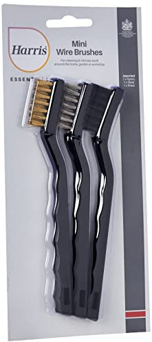 Harris Essentials Mini Wire Brush 3 Pack, Nylon, Steel & Brass